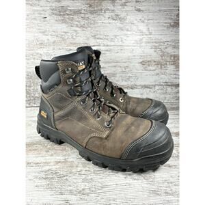 Mens Ariat Treadfast Brown Leather 6" Steel Toe Waterproof Work Boots Sz 10D EUC